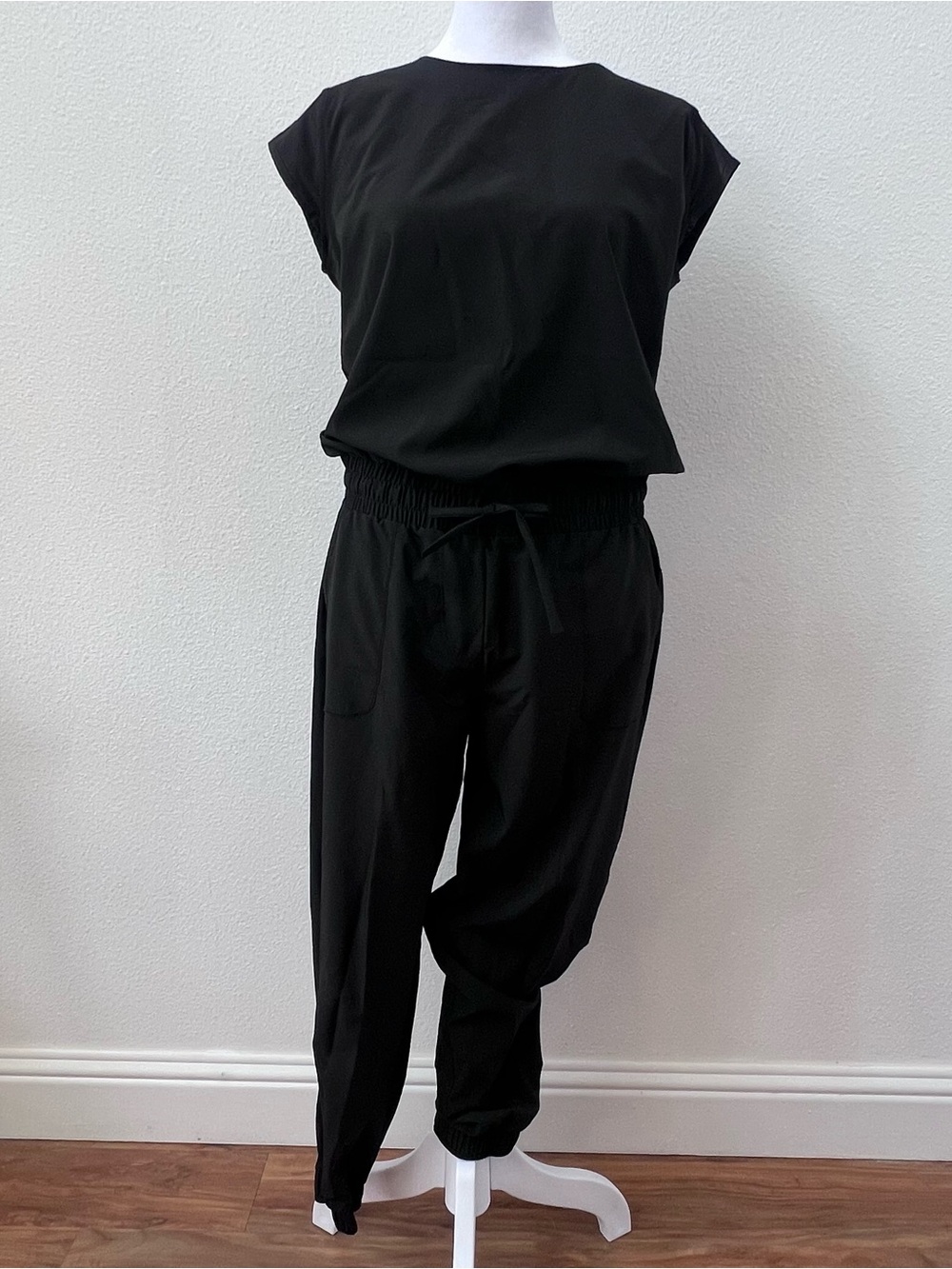 Albion Black Relaxed Jumpsuit with Elastic Waist